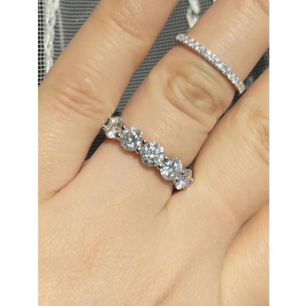 Certified Moissanite Diamond Eternity Ring Wedding Band 5mm 7 Ct - Picture 6 of 15
